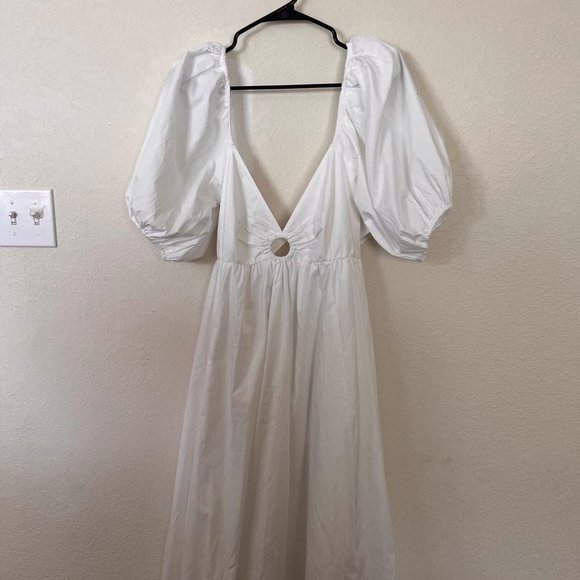 Abercrombie & Fitch O Ring Puff Sleeve Midi Dress- NWT - Picture 2 of 7